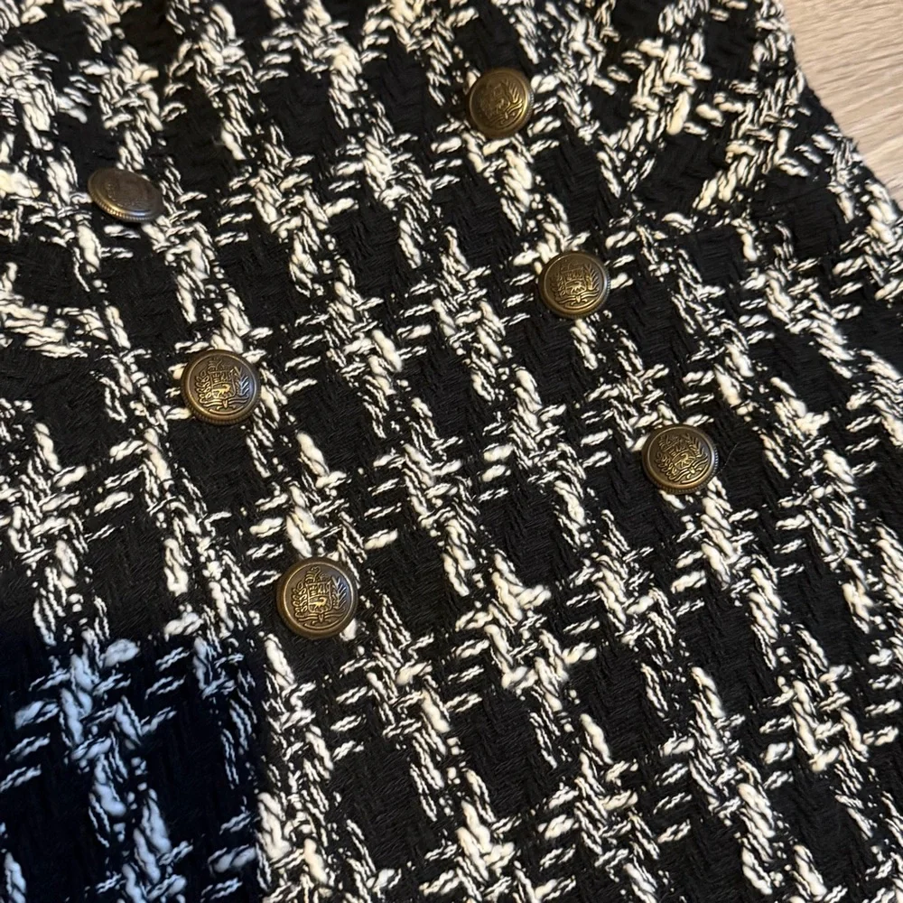 ANTHROPOLOGIE Maeve Tweed Preppy Whimsygoth Mini Dress Black White- women’s 4 - Picture 3 of 7